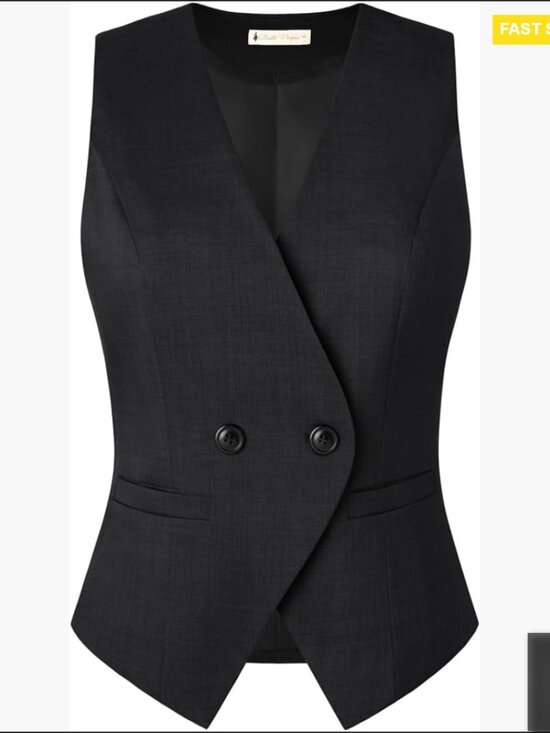 Jackets & Blazers - Sleeveless V-Neck Waistcoat Vest Lightweight Business Casual Adjustable Back